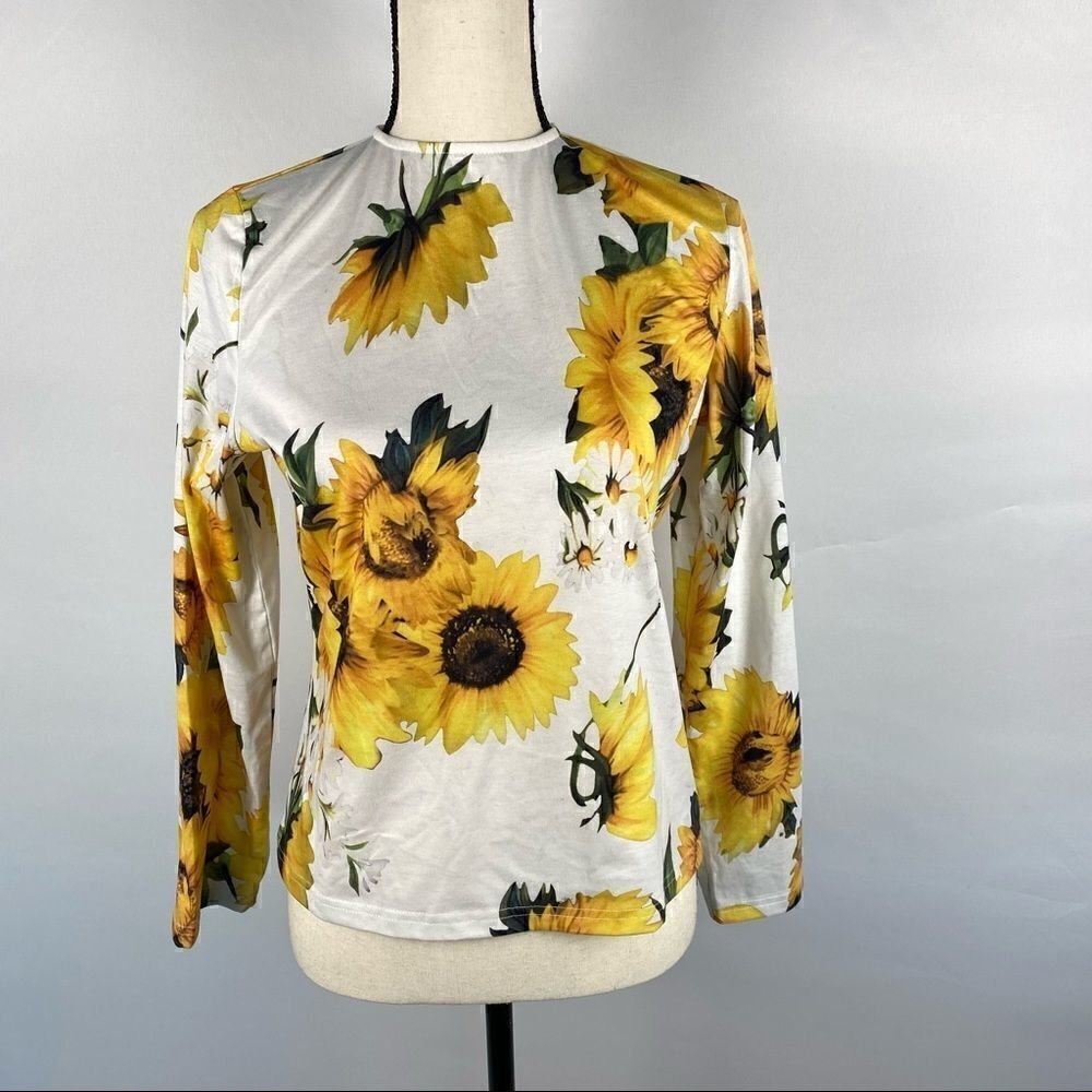 Luciana Knitwear Sunflower Print Blouse